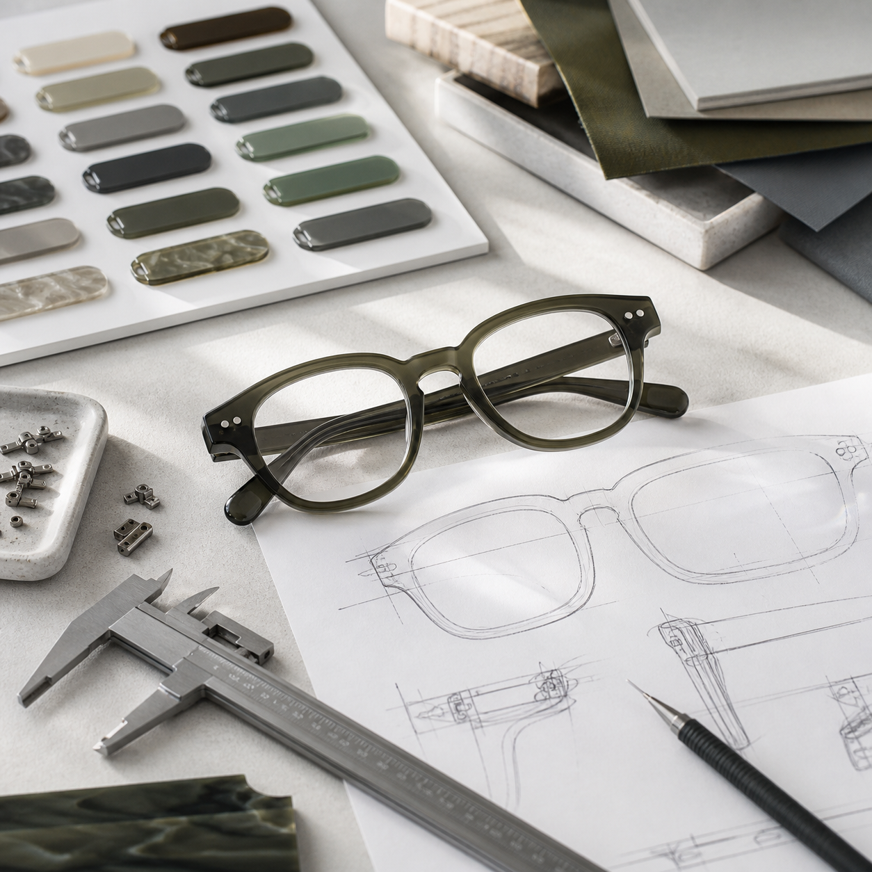 Eyewear material and color selection during product development